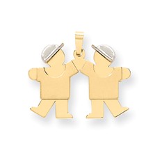 14k Gold Two-Tone Small Double Boys Engravable Charm hide-image