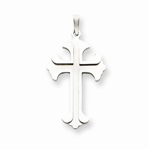 14k White Gold Fleur De Lis Cross pendant, Beautiful Pendants for Necklace