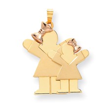 14k Gold Two-Tone Big Girl & Little Girl Engravable Charm hide-image