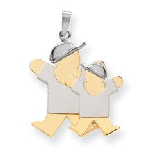 14k Gold Two-Tone Big Boy & Little Boy Engravable Charm hide-image