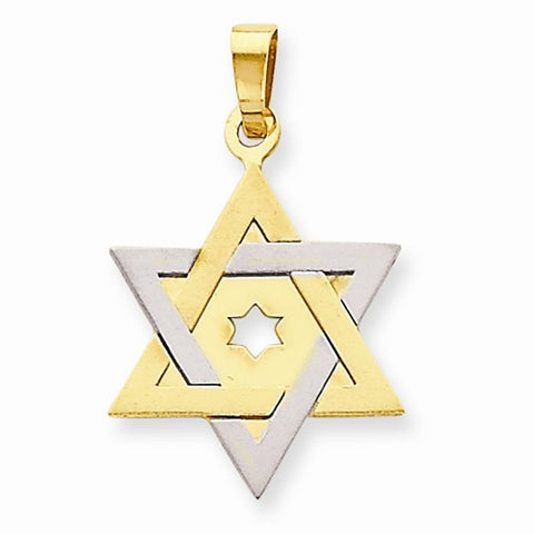 14k Gold Two-tone Star of David Pendant, Stylish Pendants for Necklace