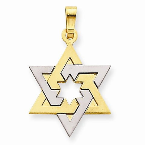 14k Gold Two-tone Star of David Pendant, Classy Pendants for Necklace