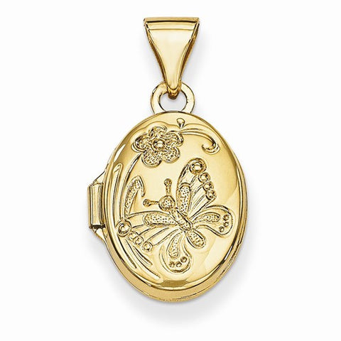 14k Gold Floral & Butterfly Locket