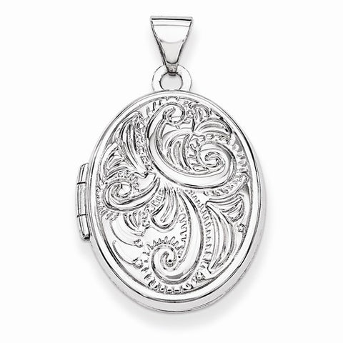 14k White Gold Domed Oval Locket