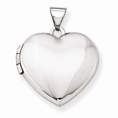14k White Gold Domed Heart Locket
