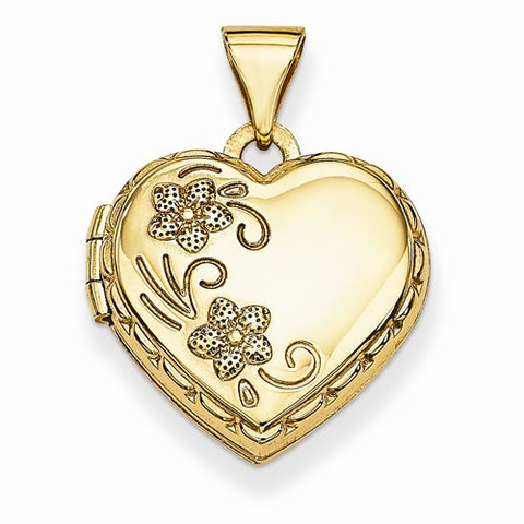 14k Gold Reversible Heart Locket