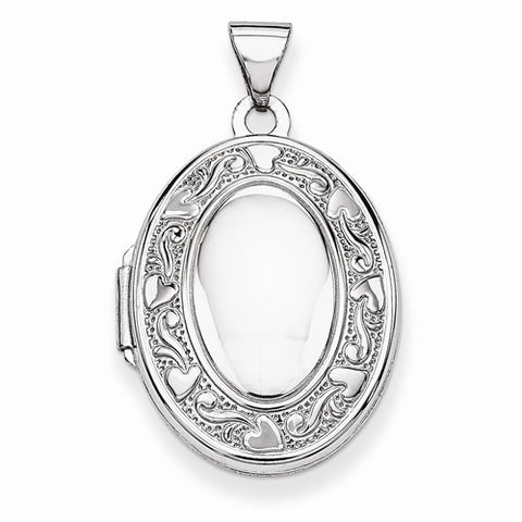 14k White Gold Oval Locket