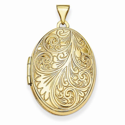 14k Gold Scroll Oval Locket