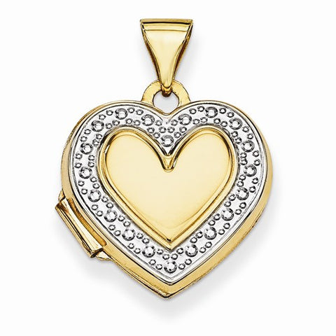 14k Gold with Rhodium Accent Heart Locket