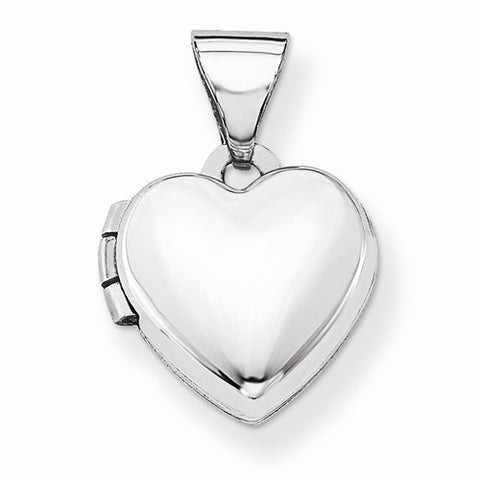 14k White Gold Polished Heart-Shaped Locket