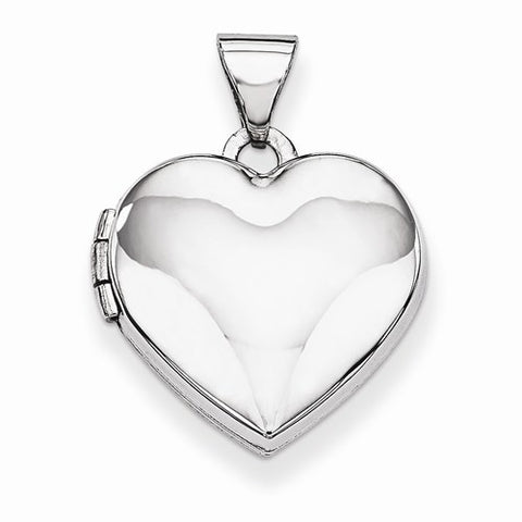14k White Gold Polished Heart-Shaped Locket