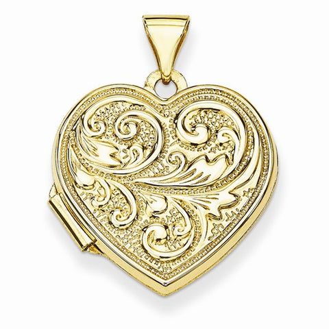 14k Gold Scrolled Love you always Heart Locket