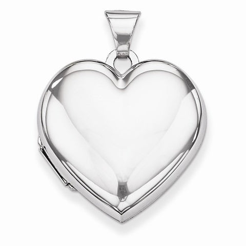 14k White Gold Polished Heart-Shaped Domed Locket