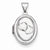 14k White Gold 17mm Double Hearts Oval Locket