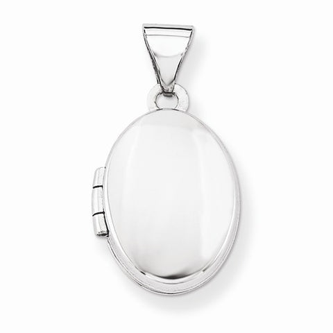 14k White Gold 13mm Oval Plain Assembled Locket