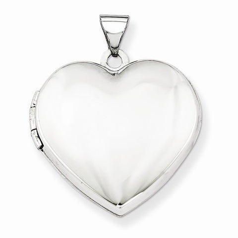 14k White Gold 21mm Heart Plain Domed Family Locket