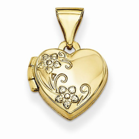 14k Gold Floral Heart Locket