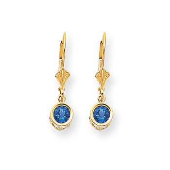 14k Yellow Gold 5mm Tanvorite leverback Earring, Jewelry Earrings
