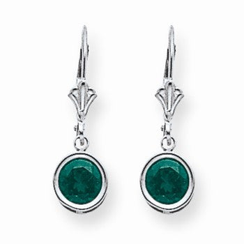 14k White Gold 6mm Mount St. Helens leverback Earring, Jewelry Earrings
