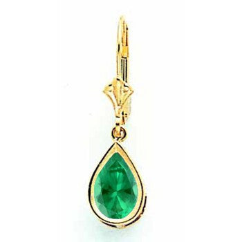 14k Yellow Gold 9x6mm Pear Mount St. Helens leverback Earring, Jewelry Earrings