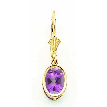 14k Yellow Gold 8x6mm Oval Tanvorite leverback Earring, Jewelry Earrings