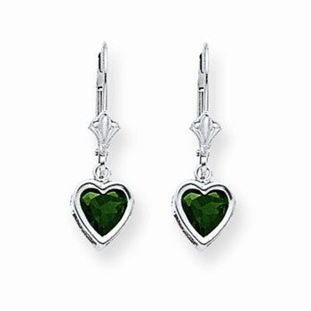 14k White Gold 6mm Heart Mount St. Helens Earring, Jewelry Earrings