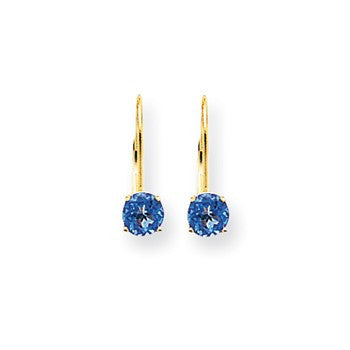 14k Yellow Gold 5mm Tanvorite leverback Earring, Jewelry Earrings