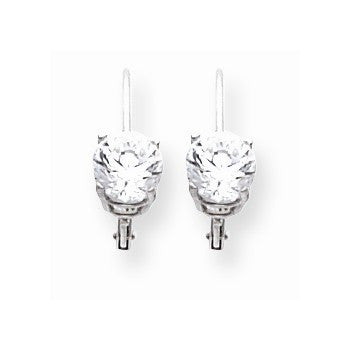 14k White Gold 6mm Cubic Zirconia Leverback Earrings
