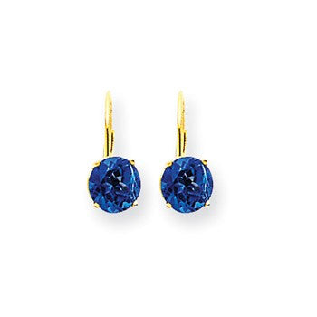 14k Yellow Gold 7mm Tanvorite leverback Earring, Jewelry Earrings