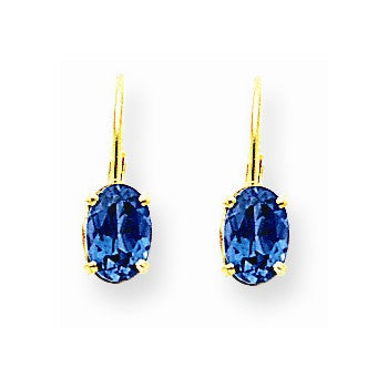 14k Yellow Gold Tanvorite oval leverback Earring, Jewelry Earrings