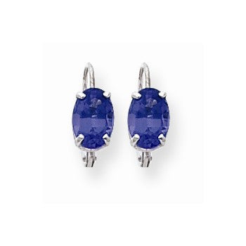 14k White Gold 7x5mm Oval Tanvorite leverback Earring, Jewelry Earrings