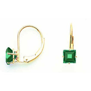 14k Yellow Gold 5mm Princess Cut Mount St. Helens leverback Earring, Jewelry Earrings