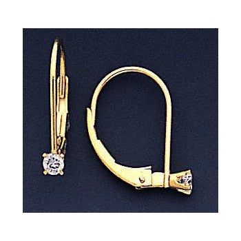 14k Yellow Gold Leverback Earring, Jewelry Earrings