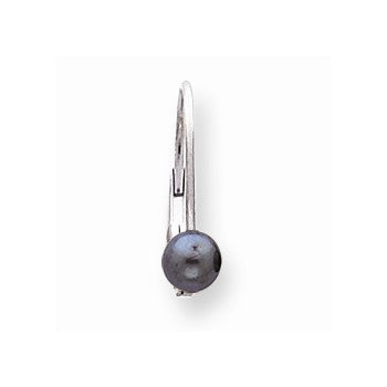 14k Yellow Gold Black Pearl Diamond leverback Earrings