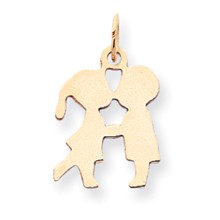 14k Gold Plain Small .018 Gauge Engravable Boy & Girl Kissing Charm hide-image