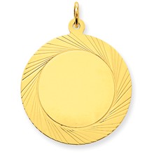 14k Gold Etched Design .027 Gauge Circular Engravable Disc Charm hide-image