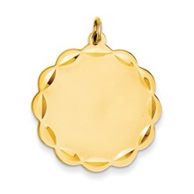 14k Gold .018 Gauge Engravable Scalloped Disc Charm hide-image