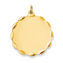 14k Gold .027 Gauge Engravable Scalloped Disc Charm hide-image