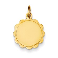 14k Gold .011 Gauge Engravable Scalloped Disc Charm hide-image