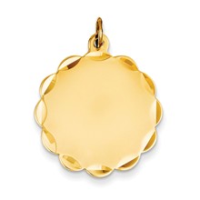 14k Gold .011 Gauge Engravable Scalloped Disc Charm hide-image