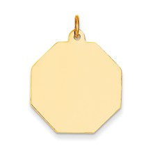 14k Gold Plain .035 Gauge Engravable Octagonal Disc Charm hide-image