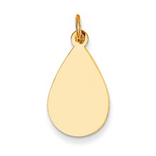 14k Gold Plain .009 Gauge Engravable Raindrop Disc Charm hide-image