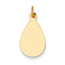 14k Gold Plain .013 Gauge Engravable Raindrop Disc Charm hide-image