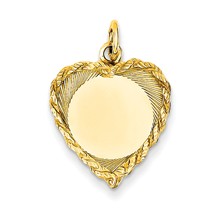 14k Gold Polished .013 Gauge Engravable Heart with Rope Disc Charm hide-image
