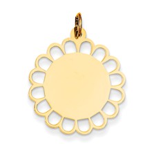 14k Gold Plain .018 Gauge Engravable Flower Disc Charm hide-image