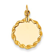 14k Gold Plain .013 Gauge Circular Engravable Disc with Rope Charm hide-image