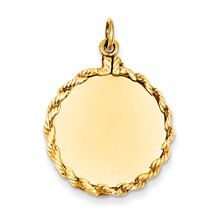 14k Gold Plain .013 Gauge Circular Engravable Disc with Rope Charm hide-image