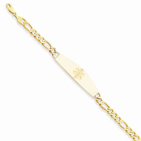 14K Yellow Gold Non-Enameled Medical Id Bracelet