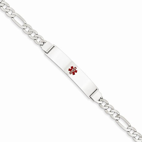 14K White Gold Figaro Medical Jewelry Bracelet