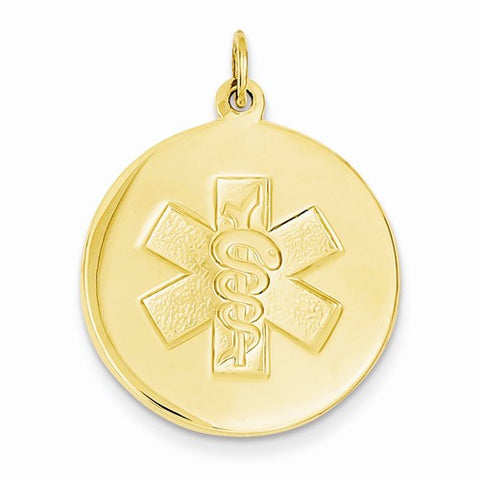 14k Gold Non-enameled Medical Jewelry pendant, Stylish Pendants for Necklace